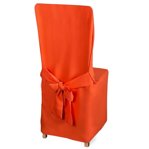 HOME DEKO Stuhlhussen mit Schleife, Universal-Sitzbezüge zum Schonen von Stühlen für Wohnzimmer, Esszimmer oder Küche, Perfekt für Anlässe Aller Art, Orange, 4 Stück von HOME DEKO