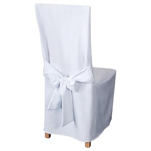HOME DEKO Stuhlhussen mit Schleife, Universal-Sitzbezüge zum Schonen von Stühlen für Wohnzimmer, Esszimmer oder Küche, Perfekt für Anlässe Aller Art, Weiß, 6 Stück von HOME DEKO