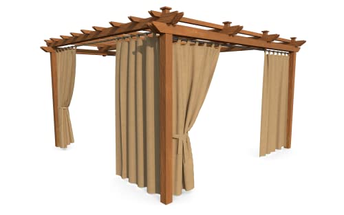 HOME DEKO Terrassenvorhang, Wasserdichter Gartenvorhang für Terrasse, Balkon, Pergola & Pavillon, Schlaufen mit Klettverschluss, Schutz vor Sonne, Regen & Wind, Beige, 200 x 155 cm, 4 Stück von HOME DEKO