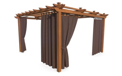 HOME DEKO Terrassenvorhang, Wasserdichter Gartenvorhang für Terrasse, Balkon, Pergola & Pavillon, Schlaufen mit Klettverschluss, Schutz vor Sonne, Regen & Wind, Braun, 200 x 155 cm, 4 Stück von HOME DEKO