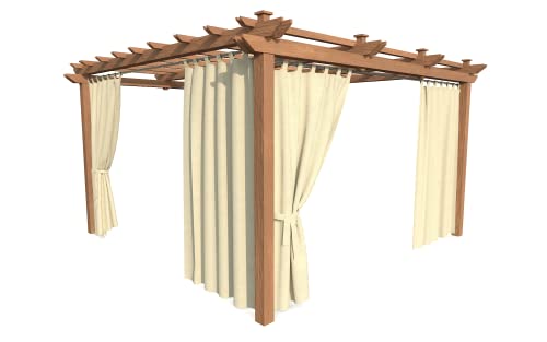 HOME DEKO Terrassenvorhang, Wasserdichter Gartenvorhang für Terrasse, Balkon, Pergola & Pavillon, Schlaufen mit Klettverschluss, Schutz vor Sonne, Regen & Wind, Cremefarben, 220 x 155 cm, 4 Stück von HOME DEKO