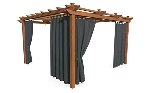 HOME DEKO Terrassenvorhang, Wasserdichter Gartenvorhang für Terrasse, Balkon, Pergola & Pavillon, Schlaufen mit Klettverschluss, Schutz vor Sonne, Regen & Wind, Dunkelgrau, 220 x 155 cm, 4 Stück von HOME DEKO
