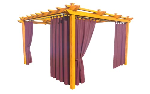 HOME DEKO Terrassenvorhang, Wasserdichter Gartenvorhang für Terrasse, Balkon, Pergola & Pavillon, Schlaufen mit Klettverschluss, Schutz vor Sonne, Regen & Wind, Dunkelrot, 240 x 155 cm, 2 Stück von HOME DEKO