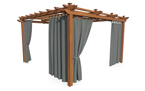 HOME DEKO Terrassenvorhang, Wasserdichter Gartenvorhang für Terrasse, Balkon, Pergola & Pavillon, Schlaufen mit Klettverschluss, Schutz vor Sonne, Regen & Wind, Grau, 200 x 155 cm, 2 Stück von HOME DEKO