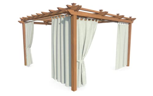 HOME DEKO Terrassenvorhang, Wasserdichter Gartenvorhang für Terrasse, Balkon, Pergola & Pavillon, Schlaufen mit Klettverschluss, Schutz vor Sonne, Regen & Wind, Hellgrau, 220 x 155 cm, 2 Stück von HOME DEKO