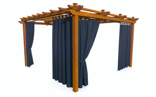 HOME DEKO Terrassenvorhang, Wasserdichter Gartenvorhang für Terrasse, Balkon, Pergola & Pavillon, Schlaufen mit Klettverschluss, Schutz vor Sonne, Regen & Wind, Marineblau, 200 x 155 cm, 4 Stück von HOME DEKO