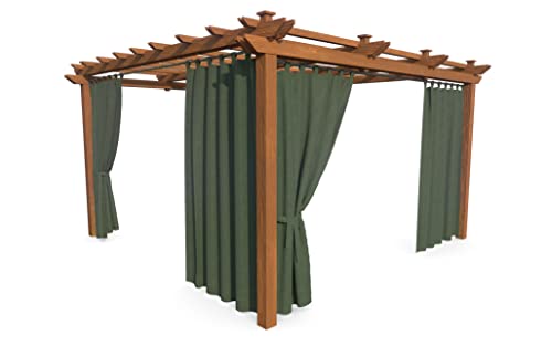 HOME DEKO Terrassenvorhang, Wasserdichter Gartenvorhang für Terrasse, Balkon, Pergola & Pavillon, Schlaufen mit Klettverschluss, Schutz vor Sonne, Regen & Wind, Olive, 220 x 155 cm, 4 Stück von HOME DEKO