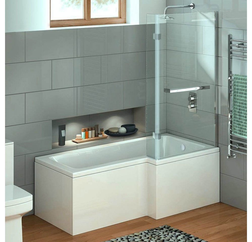 HOME DELUXE Badewanne ELARA, 170 x 85 x 53 Badewanne mit Dusche, inkl. Duschabtrennung & Zubehör von HOME DELUXE