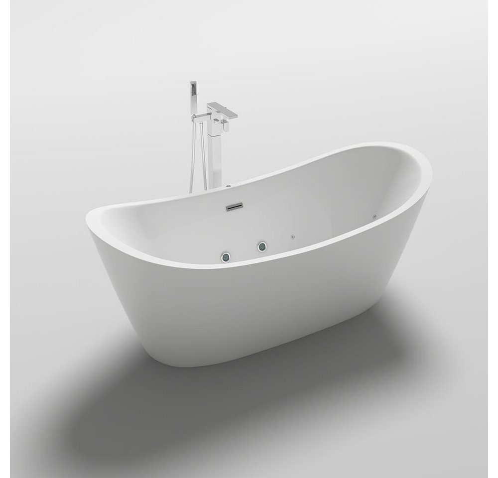 HOME DELUXE Badewanne OVALO PLUS, 170 x 80 x 72 cm - Whirlpoolfunktion I Freistehende Badewanne von HOME DELUXE