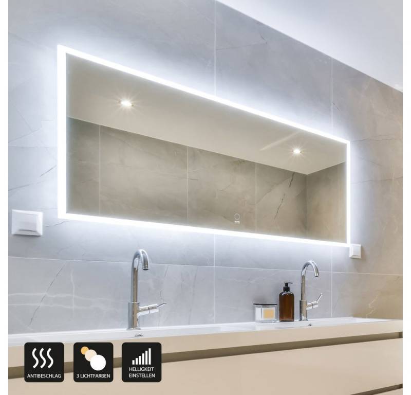 HOME DELUXE Badspiegel LED-Spiegel Rechteckig NOLA (Beschlagfrei, Dimmbar & Energiesparend), Wandspiegel, Badspiegel, Badezimmerspiegel, Kosmetikspiegel von HOME DELUXE