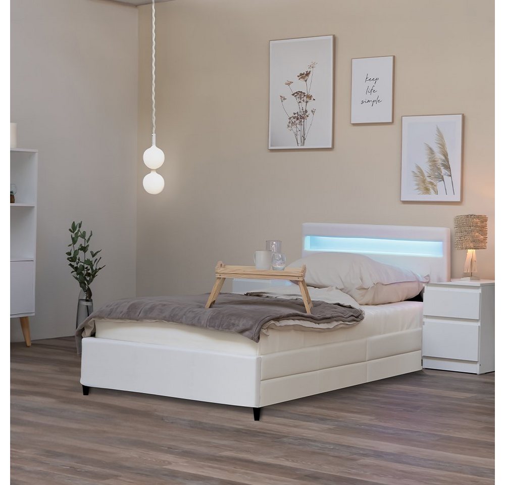 HOME DELUXE Bett LED Bett NUBE mit Schubladen (Set, 2-tlg., bett mit Schubladen und Lattenrost), mit Bettkasten und Lattenrost, Variante mit oder ohne Matratze von HOME DELUXE