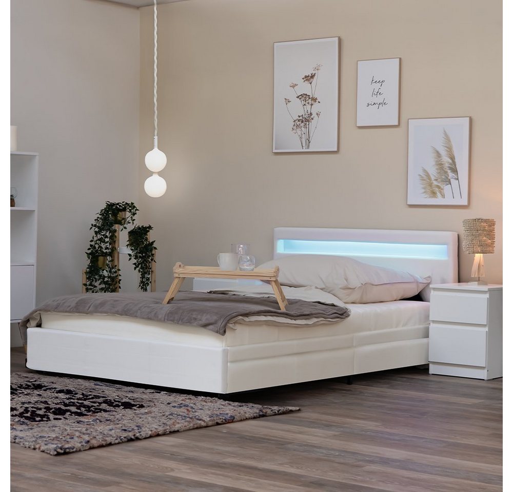 HOME DELUXE Bett LED Bett NUBE mit Schubladen (Set, 2-tlg., bett mit Schubladen und Lattenrost), mit Bettkasten und Lattenrost, Variante mit oder ohne Matratze von HOME DELUXE