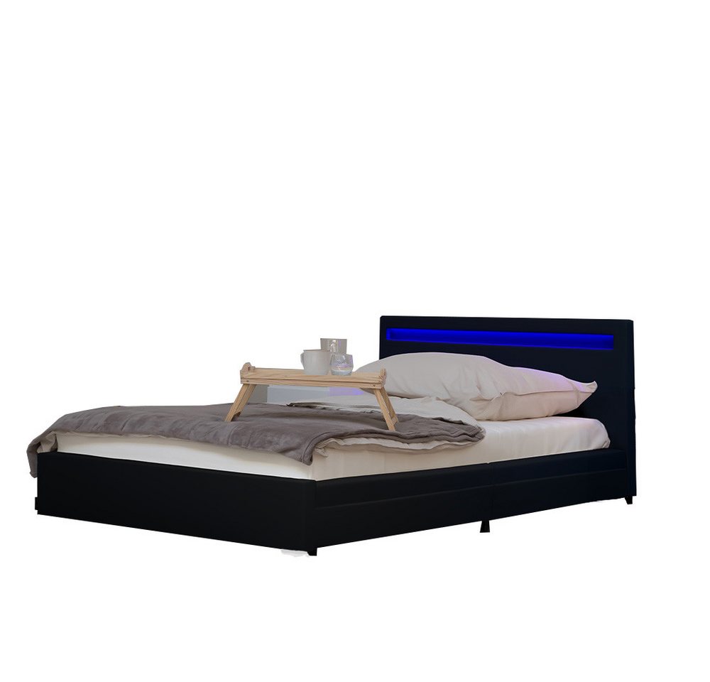 HOME DELUXE Bett LED Bett NUBE mit Schubladen (Set, 2-tlg., bett mit Schubladen und Lattenrost), mit Bettkasten und Lattenrost, Variante mit oder ohne Matratze von HOME DELUXE