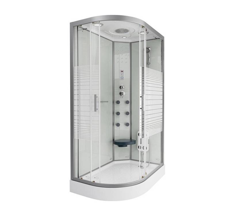 HOME DELUXE Eckdusche Duschkabine WHITE PEARL - 120 x 80 cm Links, BxT: 120x80 cm, ESG Vollverglasung, Duschtempel Fertigdusche, Dusche, Duschkabine Komplett von HOME DELUXE