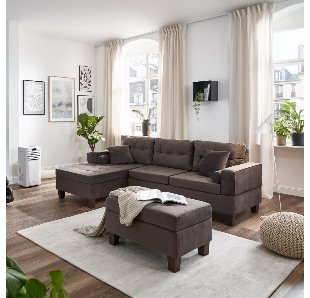 HOME DELUXE Ecksofa Sofa ROM, 242,6 x 154,3 x 90,8 cm 3 Teile, Eckteil links oder rechts frei wählbar, Wohnzimmersofa, Eckcouch von HOME DELUXE