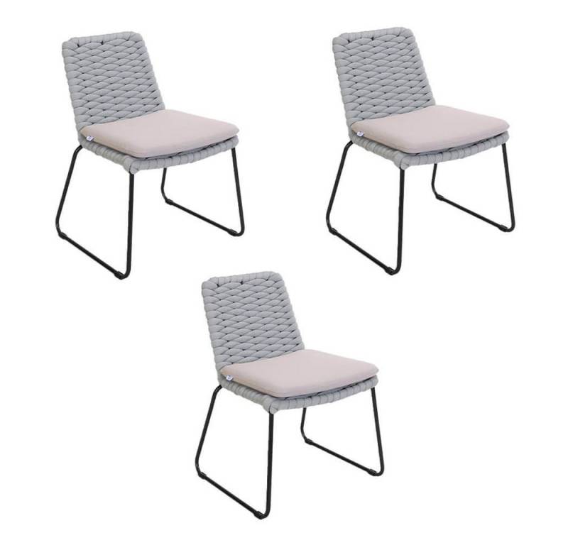 HOME DELUXE Gartenstuhl aus Seilgeflecht BALERO (3 St), pulverbeschichtetes Stahlgestell, Terrassenstuhl, Gartenstühle von HOME DELUXE