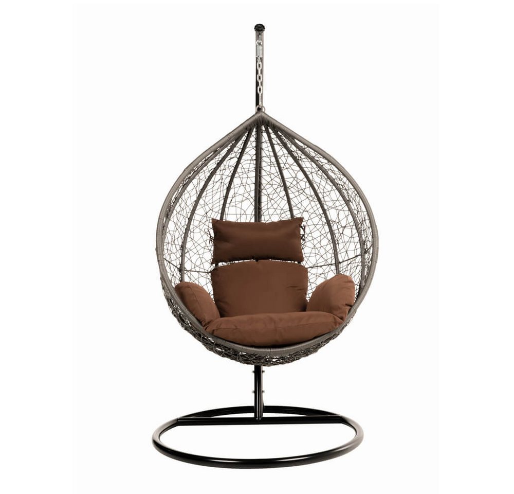 HOME DELUXE Hängesessel CIELO (Inklusive Gestell, Sitz-, Seiten- und Rückenkissen), 123 x 200 cm, Polyrattan, Rattansessel, Outdoor Schwebeliege von HOME DELUXE