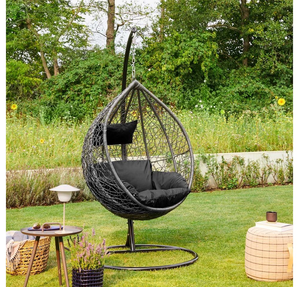 HOME DELUXE Hängesessel Polyrattan Hängesessel CIELO, inkl. Gestell, Sitz- und Rückenkissen I Hängestuhl von HOME DELUXE