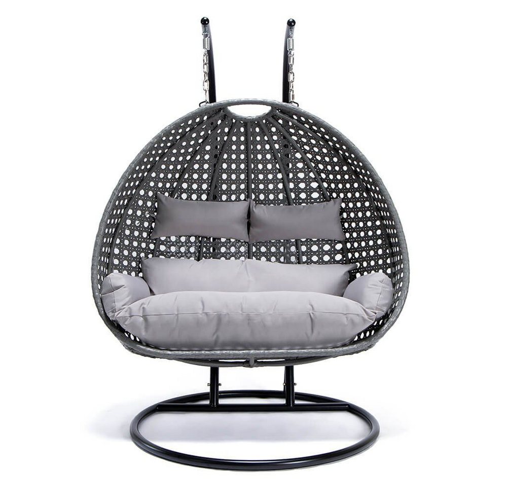 HOME DELUXE Hängesessel Polyrattan Hängesessel TWIN (inkl. Gestell, Korb, Sitzauflage, Montagezubehör, 4-St., Komplettset), Hängestuhl, Hängekorb, Hängeschaukel, Hollywoodschaukel von HOME DELUXE