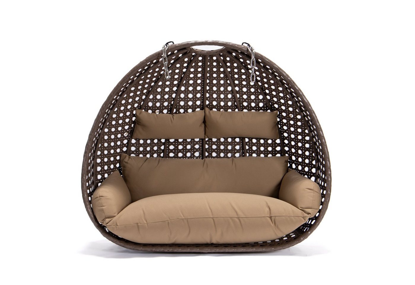 HOME DELUXE Hängesessel Polyrattan Hängesessel TWIN - Korb + Kissen (Set, 2-St., Korb und Kissen), gefederte Aufhängung von HOME DELUXE