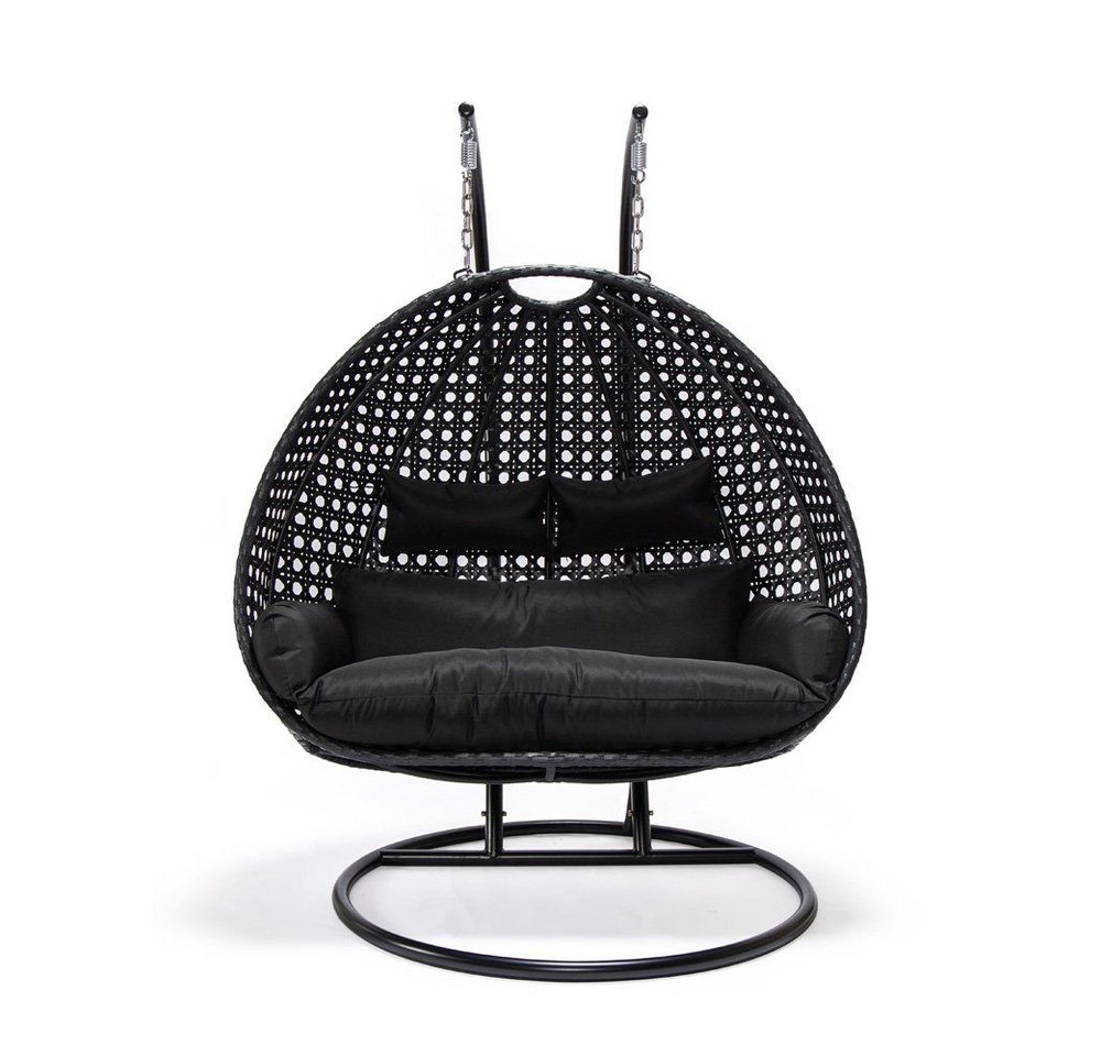 HOME DELUXE Hängesessel Polyrattan Hängesessel TWIN - inkl. Regenabdeckung (inkl. Sitzauflage, Gestell & Montagezubehör, 5-St., Komplettset), Hängestuhl, Hängekorb, Hängeschaukel, Hollywoodschaukel von HOME DELUXE