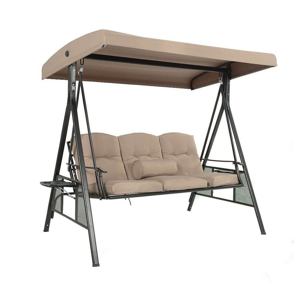 HOME DELUXE Hollywoodschaukel DESCANSO, 3-Sitzer, ohne Abdeckung, inkl. Auflagen - B/H/L 115x195x198 cm I Gartenliege Schaukelliege von HOME DELUXE