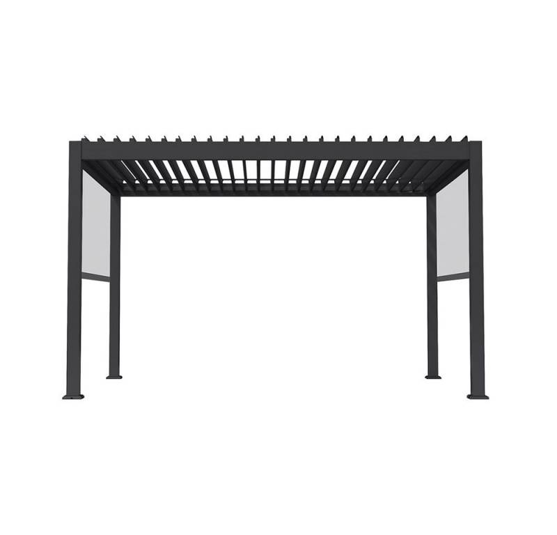 HOME DELUXE Pavillon Elektrische Pergola aus Aluminium FAYLA, inkl. 2 x Seitenwand & Beleuchtung, Lamellenpavillon, Terrassendach von HOME DELUXE