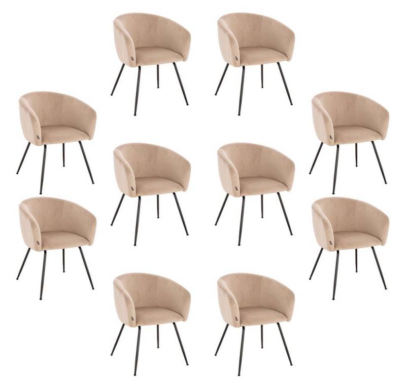 HOME DELUXE Polsterstuhl Esszimmerstuhl ARIA Samt 75 x 58 x 58 cm (10 St), Metallbeine, Samtstuhl, Küchenstuhl, Wohnzimmer von HOME DELUXE