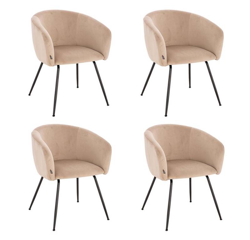 HOME DELUXE Polsterstuhl Esszimmerstuhl ARIA Samt 75 x 58 x 58 cm (4 St), Metallbeine, Samtstuhl, Küchenstuhl, Wohnzimmer von HOME DELUXE