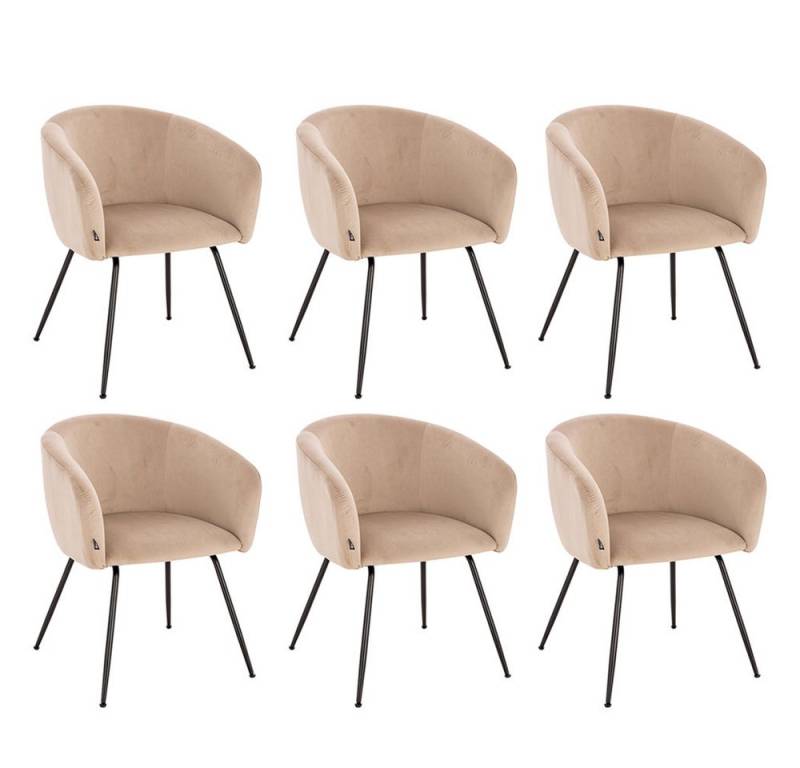 HOME DELUXE Polsterstuhl Esszimmerstuhl ARIA Samt 75 x 58 x 58 cm (6 St), Metallbeine, Samtstuhl, Küchenstuhl, Wohnzimmer von HOME DELUXE