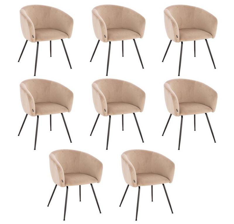 HOME DELUXE Polsterstuhl Esszimmerstuhl ARIA Samt 75 x 58 x 58 cm (8 St), Metallbeine, Samtstuhl, Küchenstuhl, Wohnzimmer von HOME DELUXE