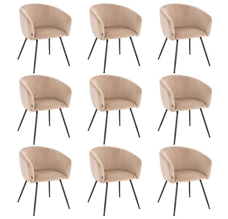 HOME DELUXE Polsterstuhl Esszimmerstuhl ARIA Samt 75 x 58 x 58 cm (9 St), Metallbeine, Samtstuhl, Küchenstuhl, Wohnzimmer von HOME DELUXE