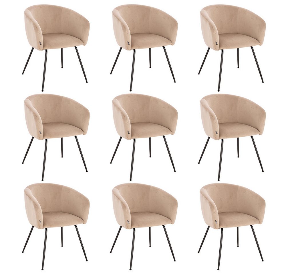 HOME DELUXE Polsterstuhl Esszimmerstuhl ARIA Samt 75 x 58 x 58 cm (9 St), Metallbeine, Samtstuhl, Küchenstuhl, Wohnzimmer von HOME DELUXE