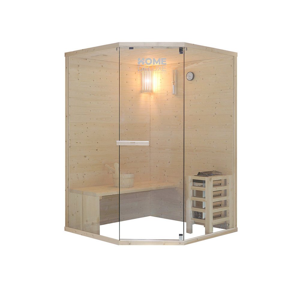 HOME DELUXE Sauna ARUNA L 2-3 Personen, BxTxH: 130 x 130 x 190 cm, (Komplett Set inkl. Sauna-Zubehör) inkl. 3,6 kW, Fichtenholz, Durchdachtes Stecksystem von HOME DELUXE