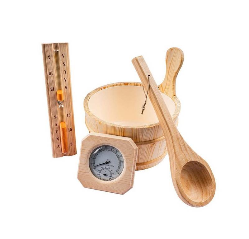 HOME DELUXE Sauna-Aufgussset SAUNAZUBEHÖR 5 TLG. - Q PREMO (5-tlg) inkl. Saunakübel, Saunakelle, Hygrometer usw. von HOME DELUXE