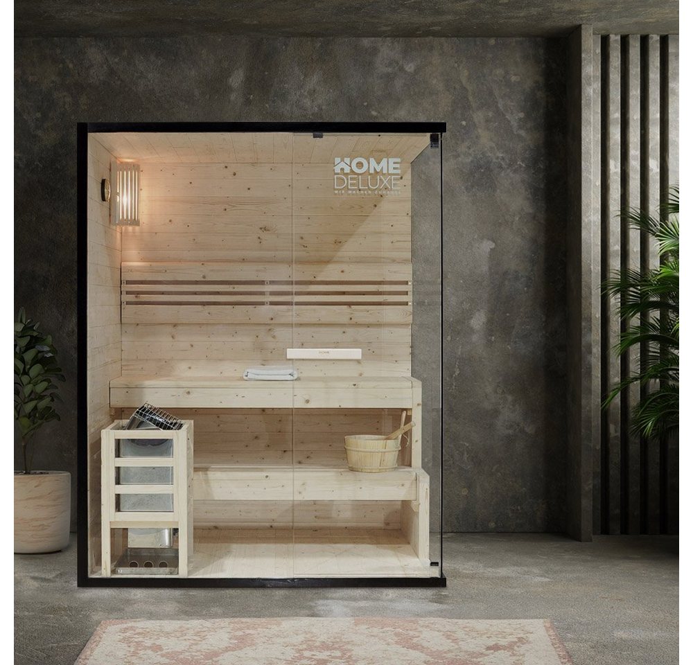 HOME DELUXE Sauna SHADOW - L, BxTxH: 150,00 x 120,00 x 190,00 cm, für bis zu 3 Personen, inkl. 4,5 kW Saunaofen, hochwertige Fichte von HOME DELUXE