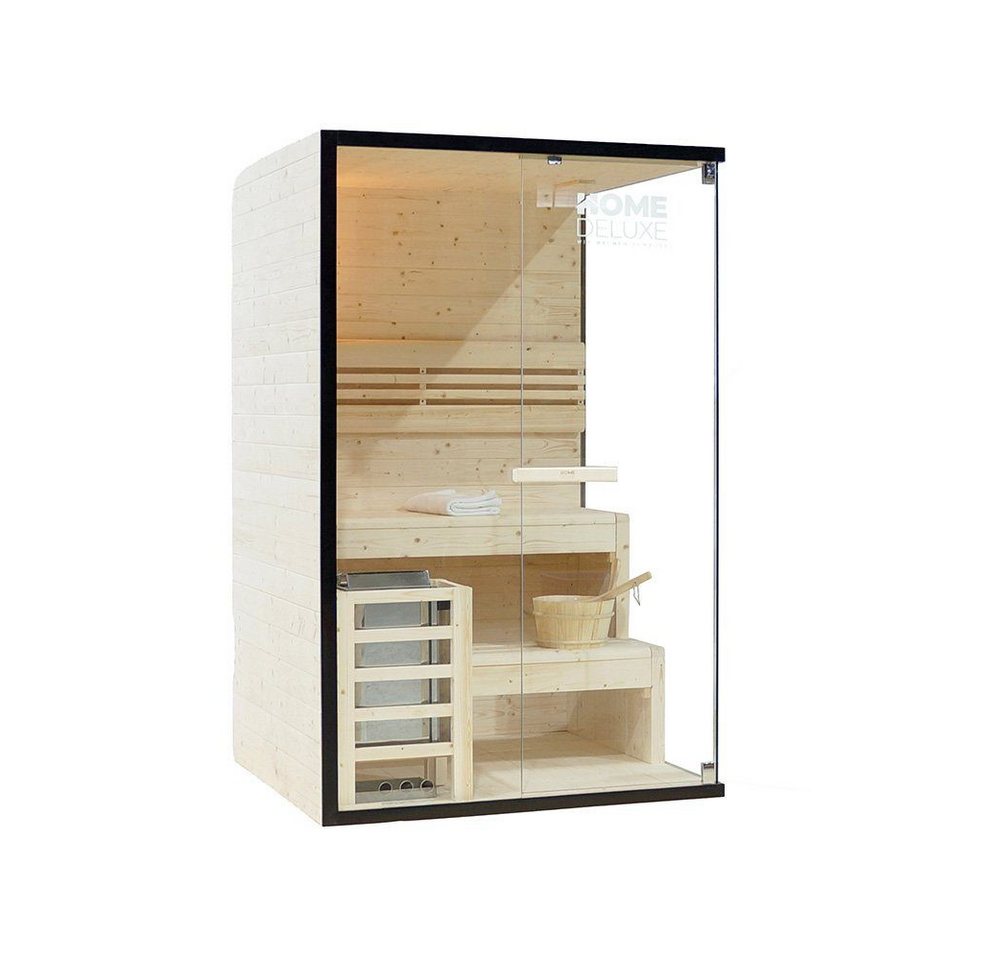 HOME DELUXE Sauna SHADOW - M, BxTxH: 120 x 120 x 190 cm, für bis zu 2 Personen, inkl. 3,6 kW Saunaofen, hochwertige Fichte von HOME DELUXE