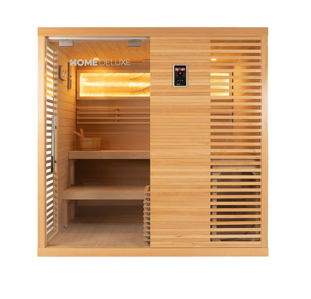 HOME DELUXE Sauna Traditionelle Sauna NEOLA, BxTxH: 200 x 160 x 200 cm, für bis zu 5 Personen, inkl. 7,5 kW Saunaofen, hochwertiges Tannenholz von HOME DELUXE