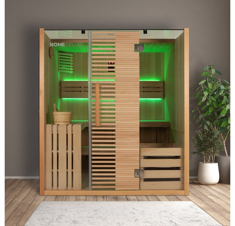 HOME DELUXE Sauna Traditionelle Sauna OMAHA, BxTxH: 180 x 150 x 200 cm, für bis zu 4 Personen, inkl. 7,5 kW Saunaofen, hochwertiges Tannenholz von HOME DELUXE