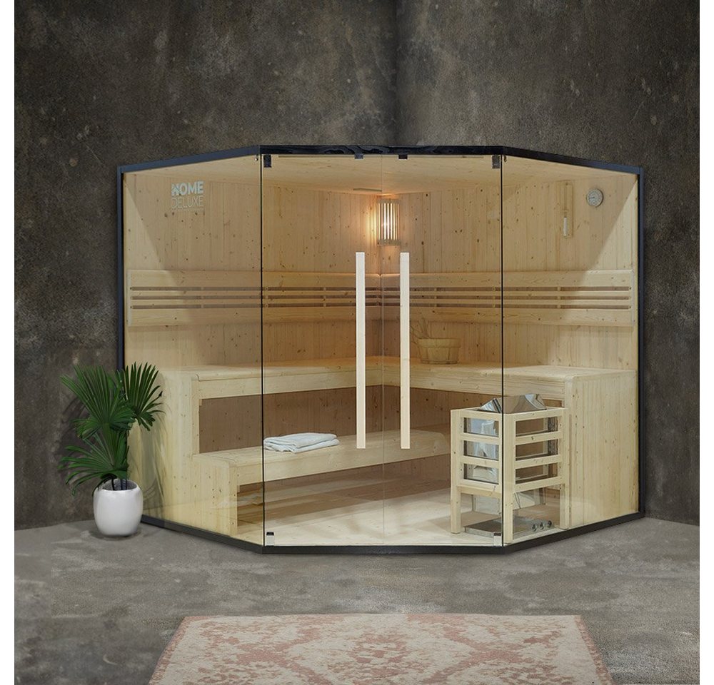 HOME DELUXE Sauna Traditionelle Sauna SHADOW - XL BIG, BxTxH: 200 x 200 x 190 cm, für bis zu 6 Personen, inkl. 8 kW Saunaofen, hochwertige Fichte von HOME DELUXE