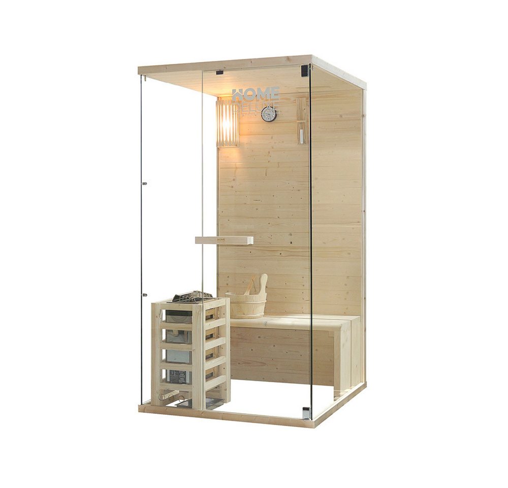 HOME DELUXE Sauna für 1-2 Personen, BxTxH: 100 x 110 x 190 cm, inkl. 3,6 kW Elektro-Ofen, Fichtenholz, Komplett-Set von HOME DELUXE