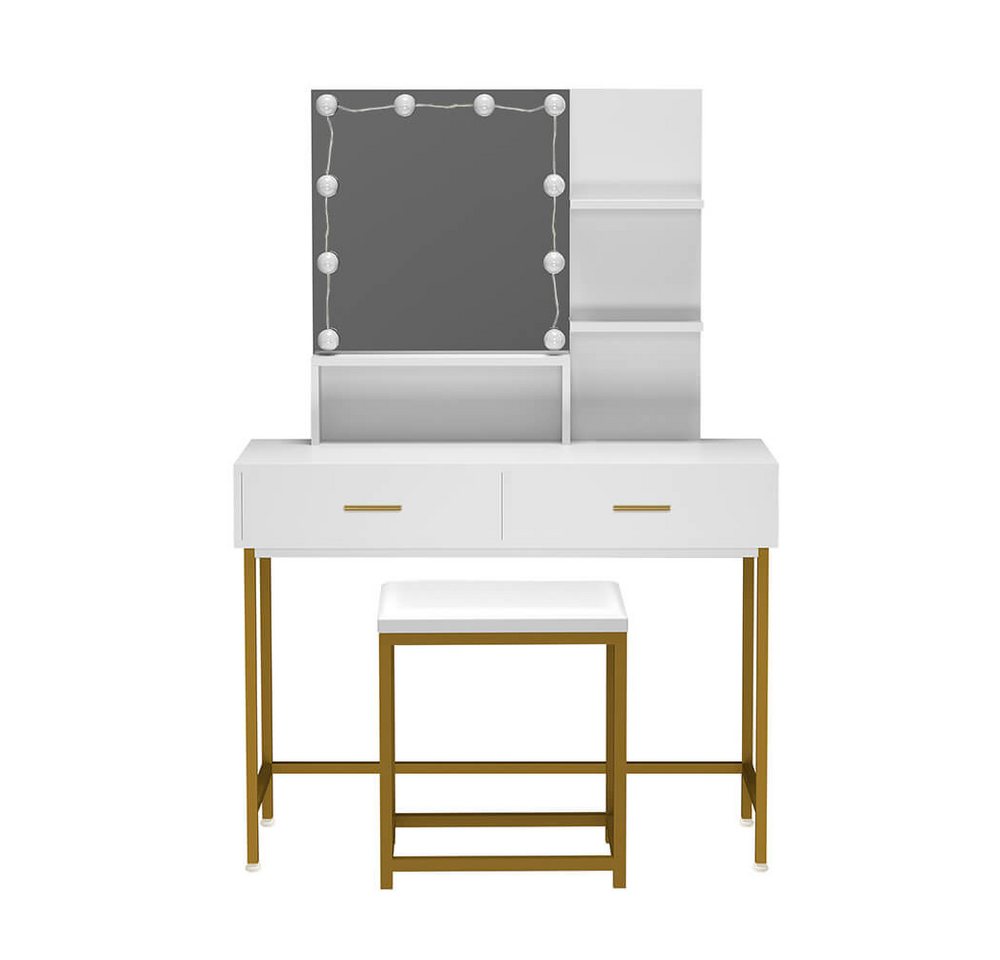 HOME DELUXE Schminktisch KYLIE - 130 x 80 x 40 cm, einstellbare LED Beleuchtung & Stauraum I Frisiertisch von HOME DELUXE
