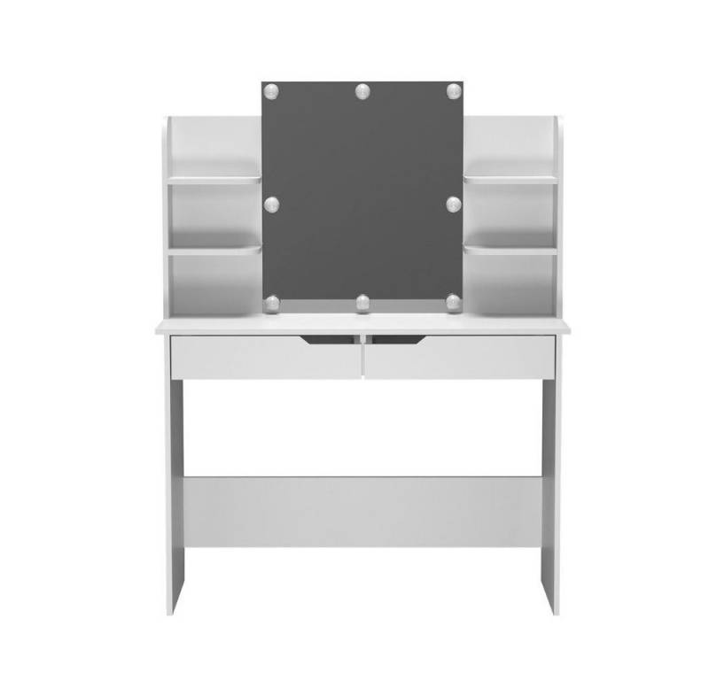 HOME DELUXE Schminktisch KYLIE - Weiß 130 x 80 x 40 cm, einstellbare LED Beleuchtung & Stauraum I Frisiertisch von HOME DELUXE