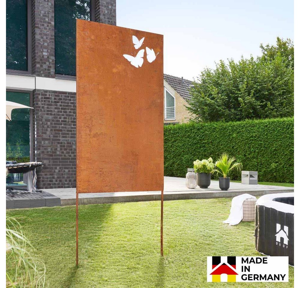 HOME DELUXE Sichtschutzelement Sichtschutz Butterfly - Made in Germany, Rost Gartenschild, Gartendeko, Dekoschild, Rostdeko, Metallschild von HOME DELUXE