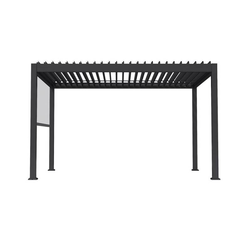 HOME DELUXE Terrassendach Elektrische Pergola aus Aluminium FAYLA -  407 x 297 x 250 cm, Bedachung Lamellendach, inkl. 1x Seitenwand & Beleuchtung, Lamellenpavillon, Terrassendach von HOME DELUXE