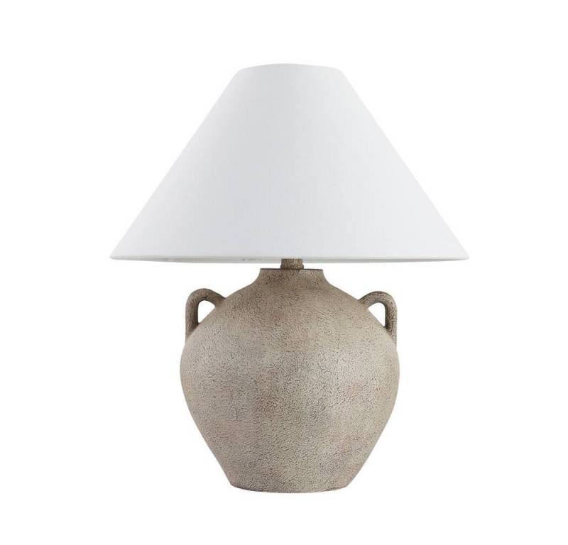 HOME DELUXE Tischleuchte RITA in Steinoptik, Weißer Stoffschirm, Wohnzimmerlampe, Dekolampe, Scandi von HOME DELUXE