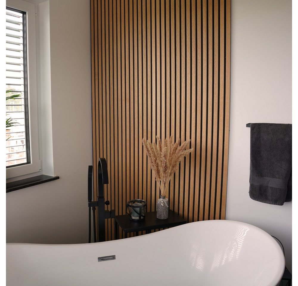 HOME DELUXE Wandpaneel Akustikpaneel / Lamellenwand SONIC, BxL: 40,00x80,00 cm, 0,32 qm, (Schalldämpfend, 3-tlg., Individuell kürzbar und zuschneidbar) Holzwand, Akustik Wand Paneele, Akustik Paneel von HOME DELUXE