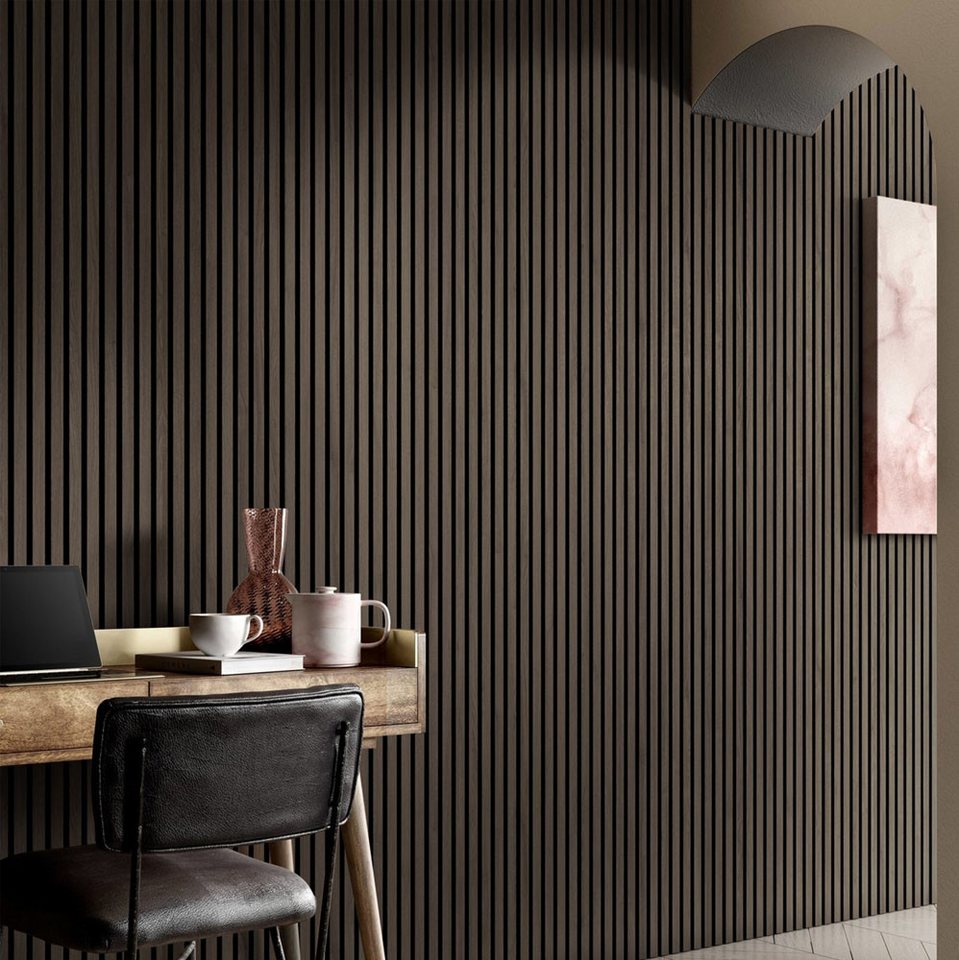 HOME DELUXE Wandpaneel Akustikpaneel SONIC Smoked Oak - 80 x 40 cm 43, (9-tlg) Schalldämpfend von HOME DELUXE