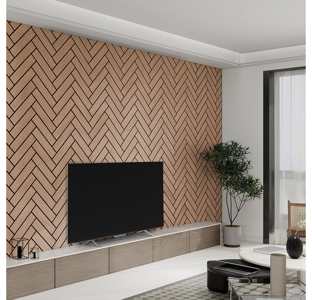 HOME DELUXE Wandpaneel Akustikpaneel mit Fischgrätenoptik VEGA, (9-tlg) Holzwand, Akustik Wand Paneele, Akustik Paneel von HOME DELUXE