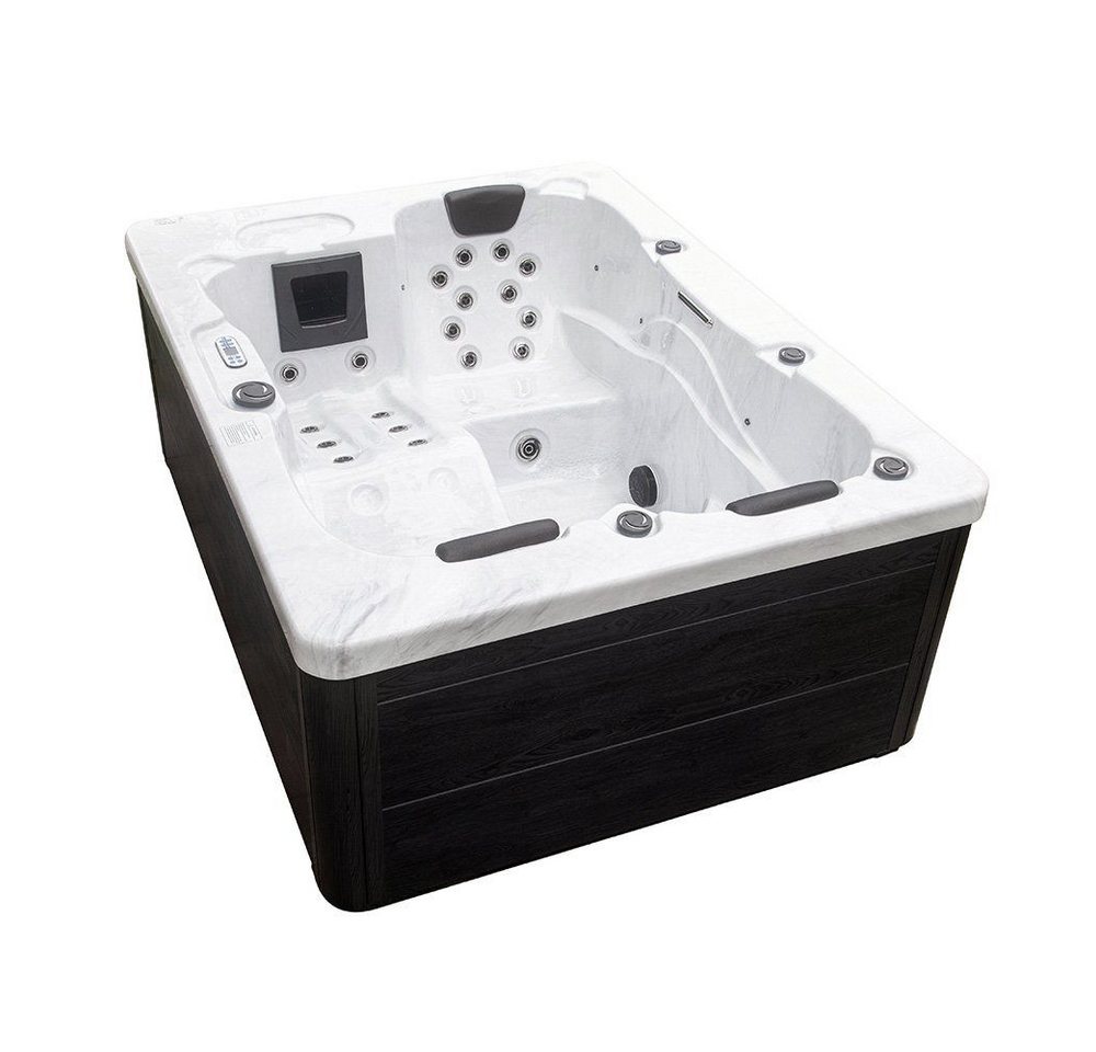 HOME DELUXE Whirlpool Outdoor Whirlpool WHITE MARBLE, (Inkl. Heizung, 27 Massagedüsen und 9 Lichtquellen, 1-tlg), Maße: 210 x 160 x 85 cm - Inkl. 27 Massagedüsen von HOME DELUXE